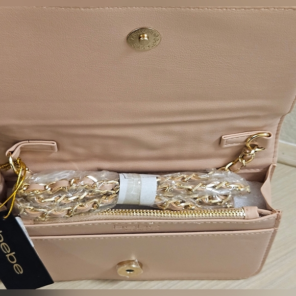 Bebe ALIAH Crossbody Bag Faux Leather Logo Leather Blush NWT - Picture 11 of 11